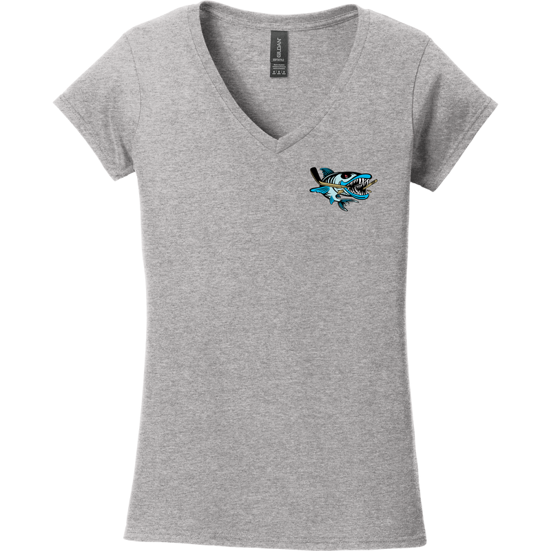 Boca Barracudas Softstyle Ladies Fit V-Neck T-Shirt