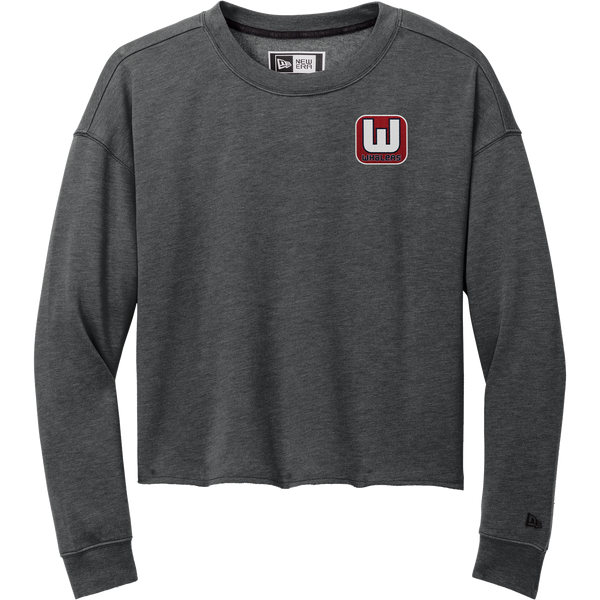 CT Whalers Tier 1 New Era Ladies Tri-Blend Fleece Crop Crew