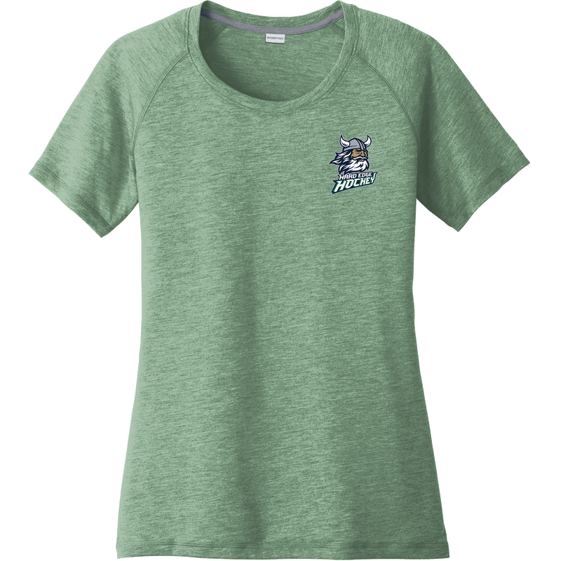 Hard Edge Hockey Ladies PosiCharge Tri-Blend Wicking Scoop Neck Raglan Tee