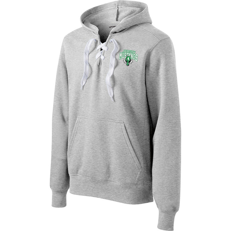 Jersey Mustangs Lace Up Pullover Hooded Sweatshirt