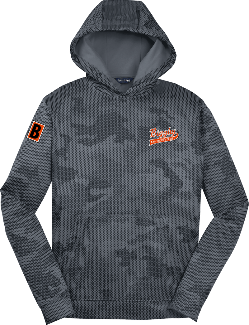 Biggby Coffee AAA Youth Sport-Wick CamoHex Fleece Hooded Pullover